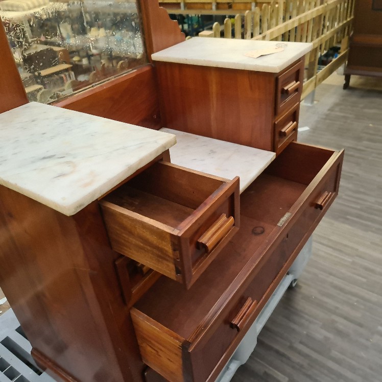 Antiek meubel met marmer blad - Afbeelding 4