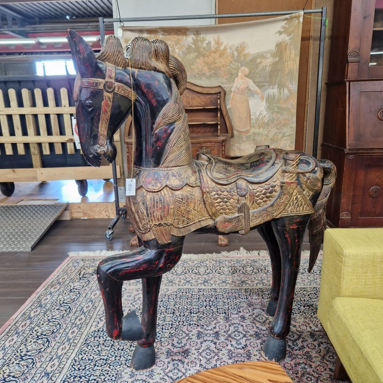 Massief houten staand paarden beeld xL
