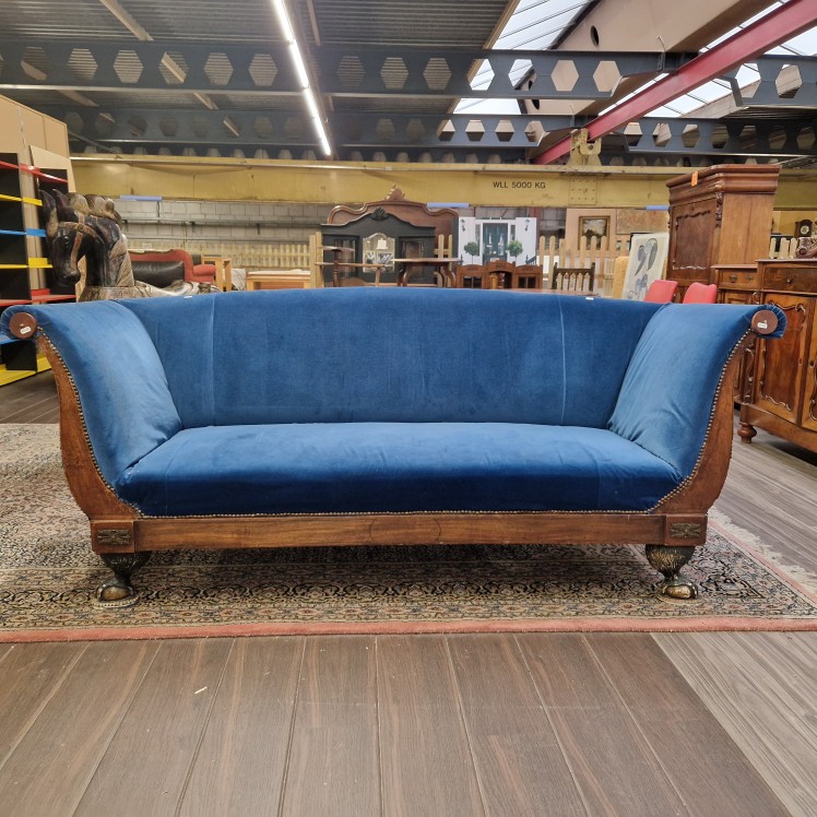 Antieke kasteelbank blauw