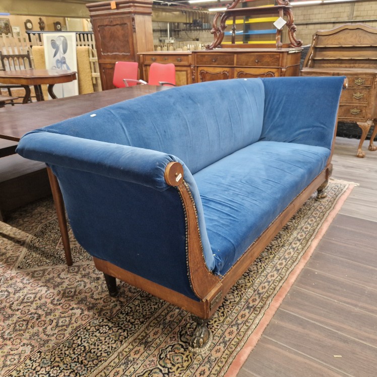 Antieke kasteelbank blauw - Afbeelding 3