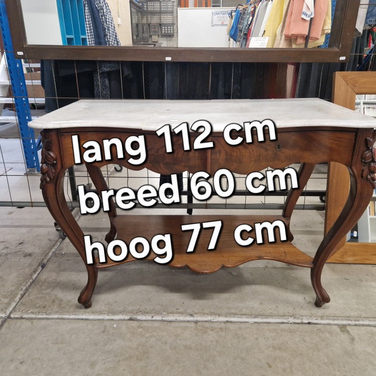Antieke site table met marmer - Afbeelding 6