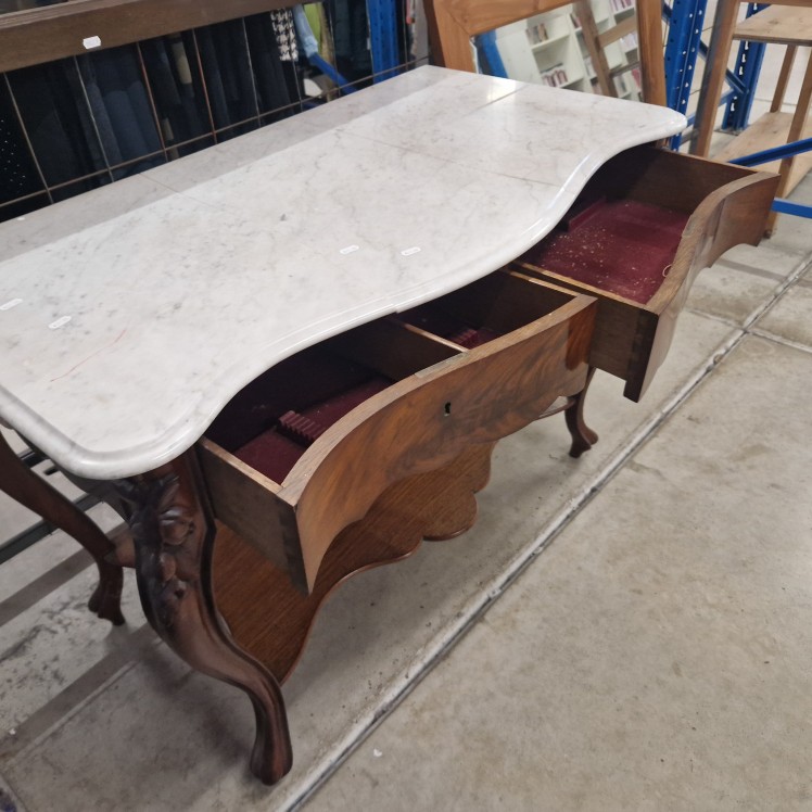 Antieke site table met marmer - Afbeelding 3