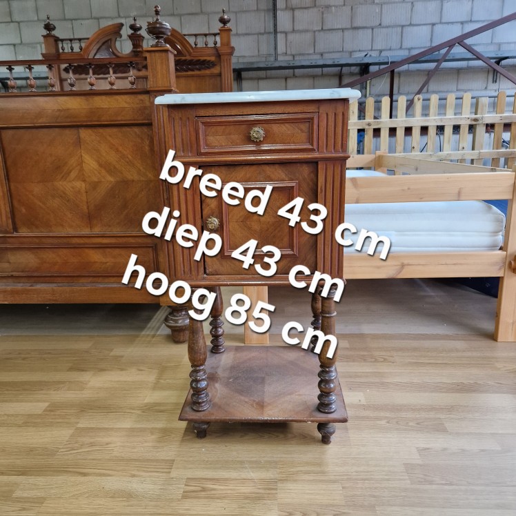 Antiek nachtkastje met Marmer blad - Afbeelding 5