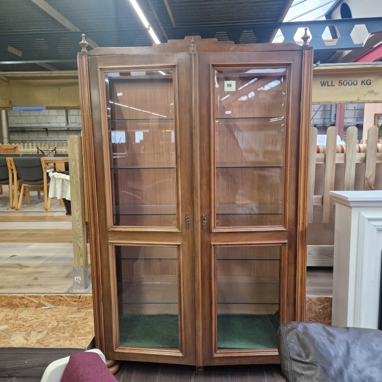 Antieke vitrinekast met glazen platen - Afbeelding 3