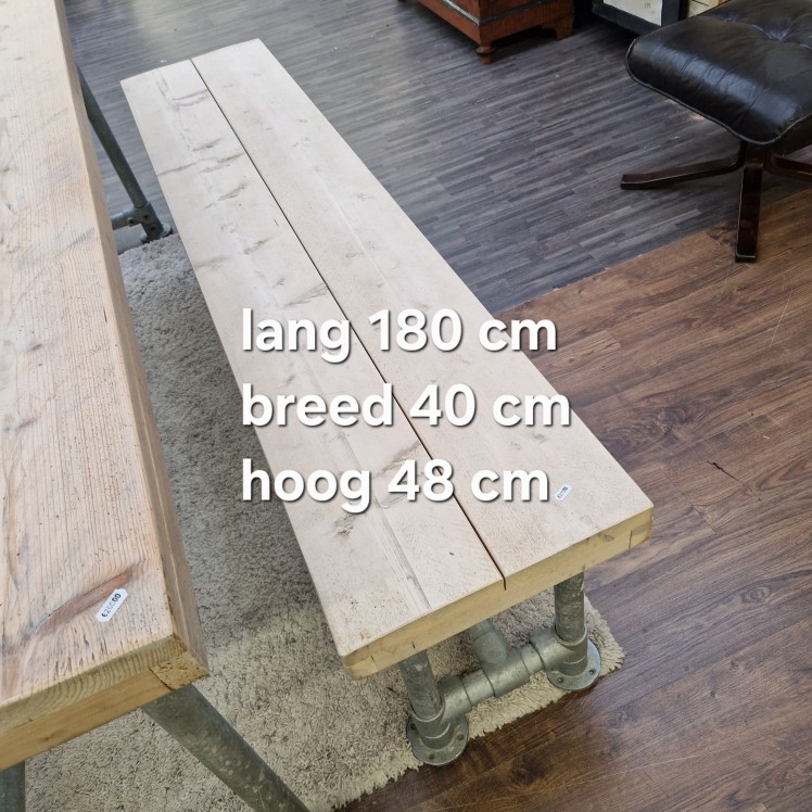 Stijgerhouten eettafel met bankje, nieuwstaat - Afbeelding 3