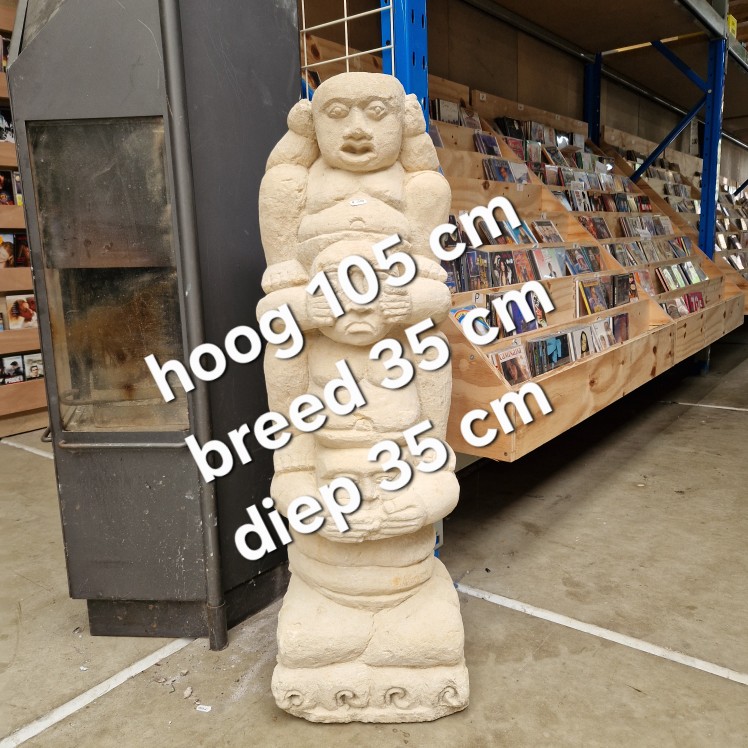 Zwaar stenen beeld Horen, Zien en Zwijgen - 105 cm - Afbeelding 7