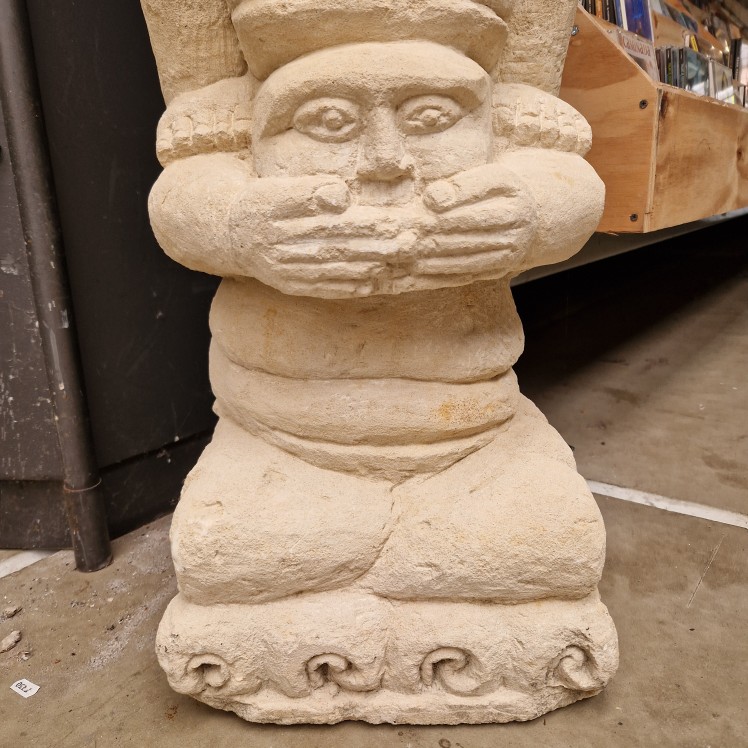 Zwaar stenen beeld Horen, Zien en Zwijgen - 105 cm - Afbeelding 4