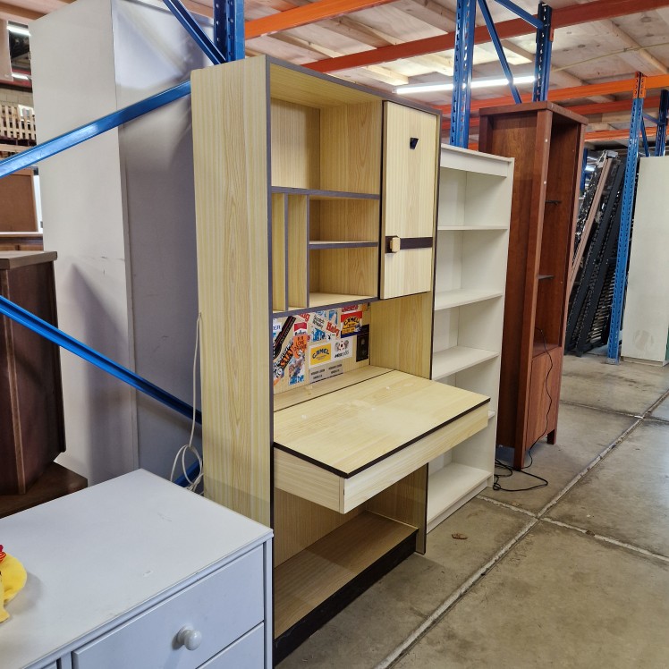 Jaren '70 kast / Bureau met Opbergruimte - Vintage