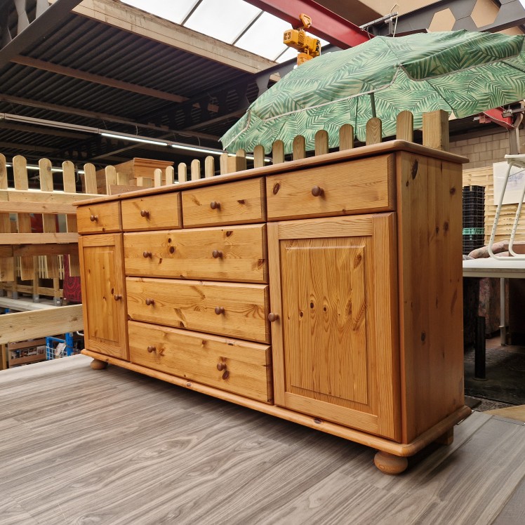 Grenen dressoir met bijhorende spiegel - Afbeelding 5