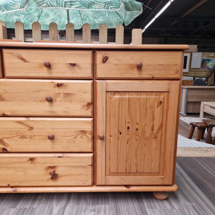 Grenen dressoir met bijhorende spiegel - Afbeelding 4