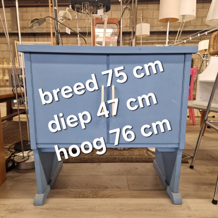 Vintage Blauw kastje met deurtjes - Afbeelding 7