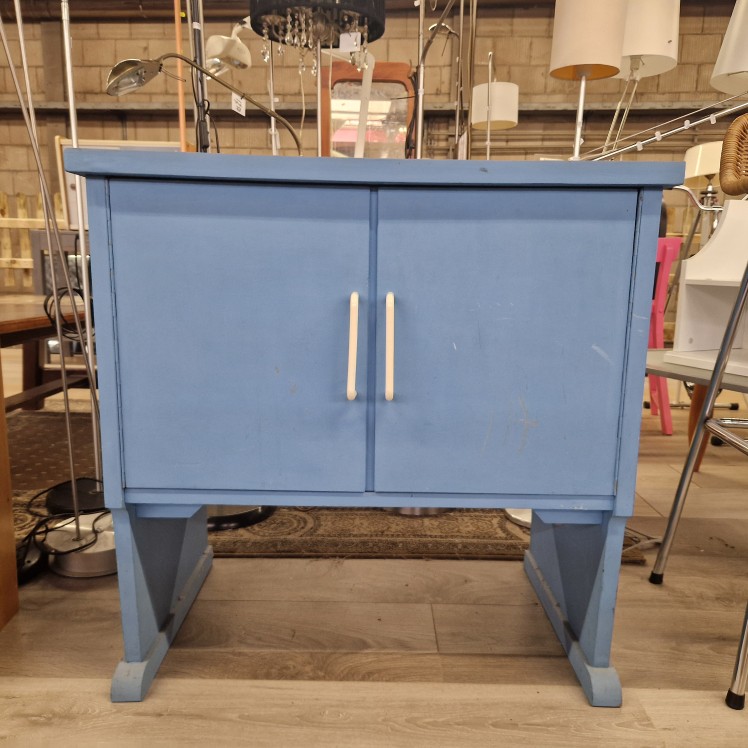 Vintage Blauw kastje met deurtjes - Afbeelding 6