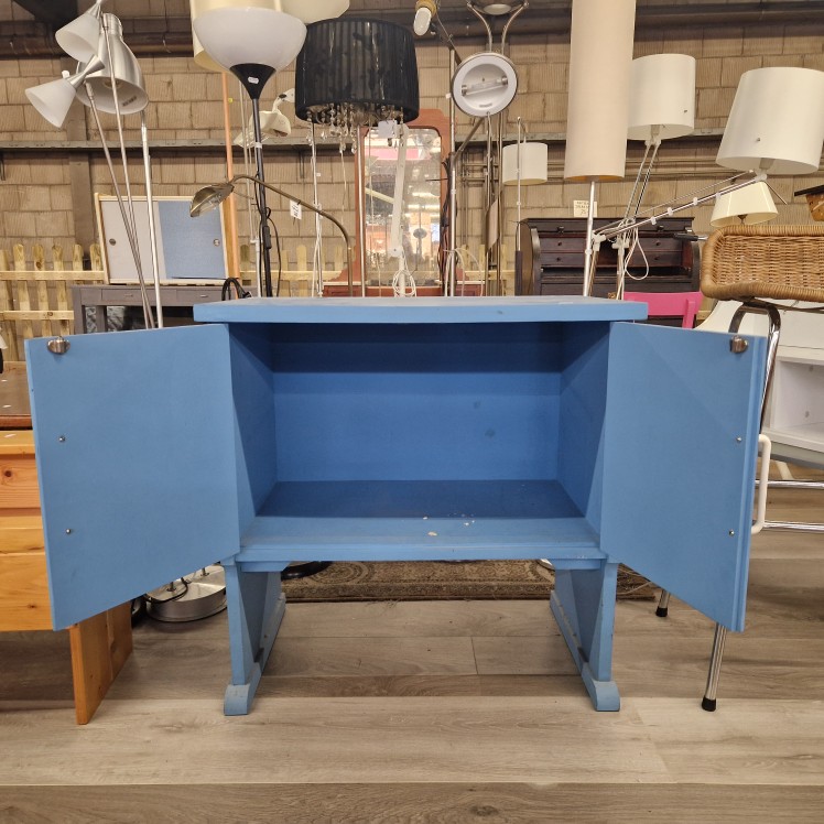 Vintage Blauw kastje met deurtjes - Afbeelding 3
